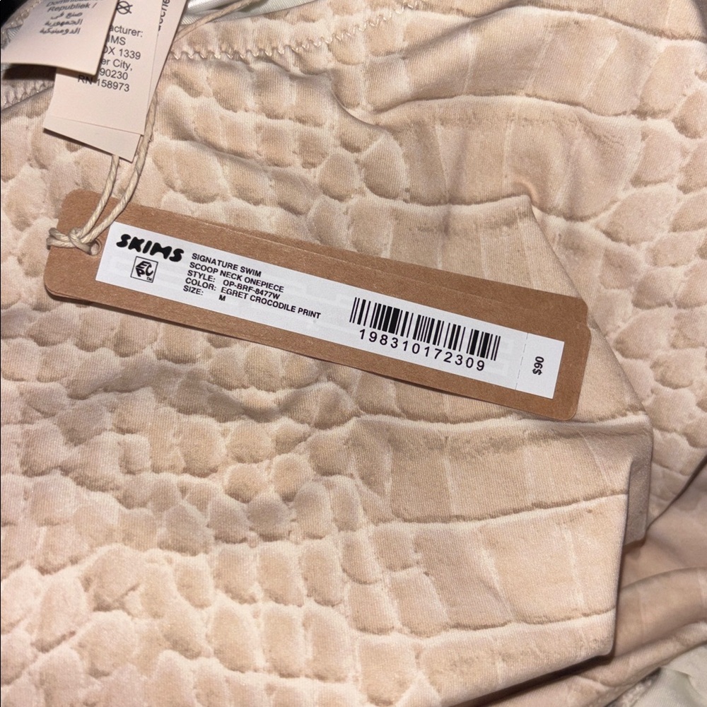 SKIMS NWT Signature Swim Scoop Neck One Piece - Egret Crocodile Print - Picture 6 of 6